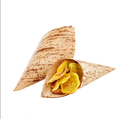 Eco Friendly Bamboo Leaf Disposable Serving Cone For Party Canape Snacks