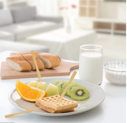 Mini Disposable Bamboo Party Forks Cocktail Appetizer for Fruit Double Prong